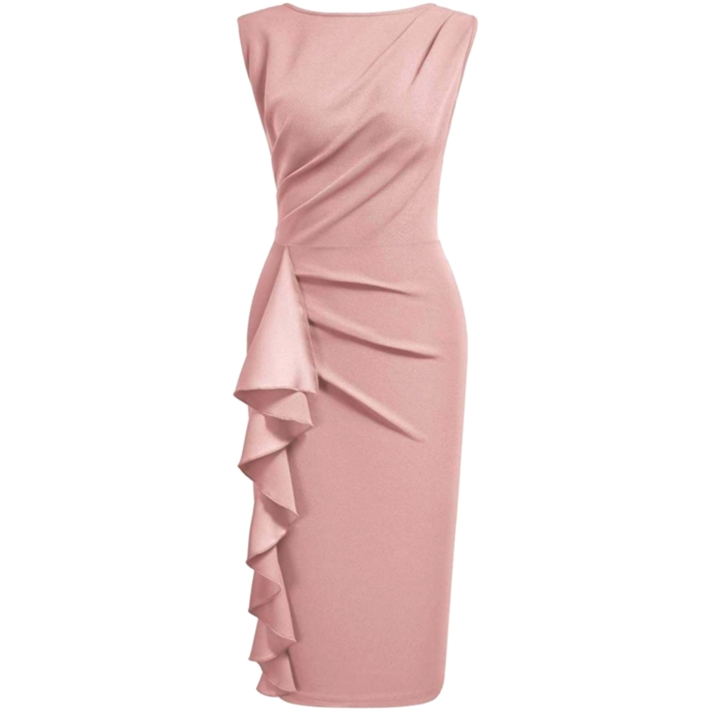 Knitee Women's Sleeveless Ruffle Cocktail Dress